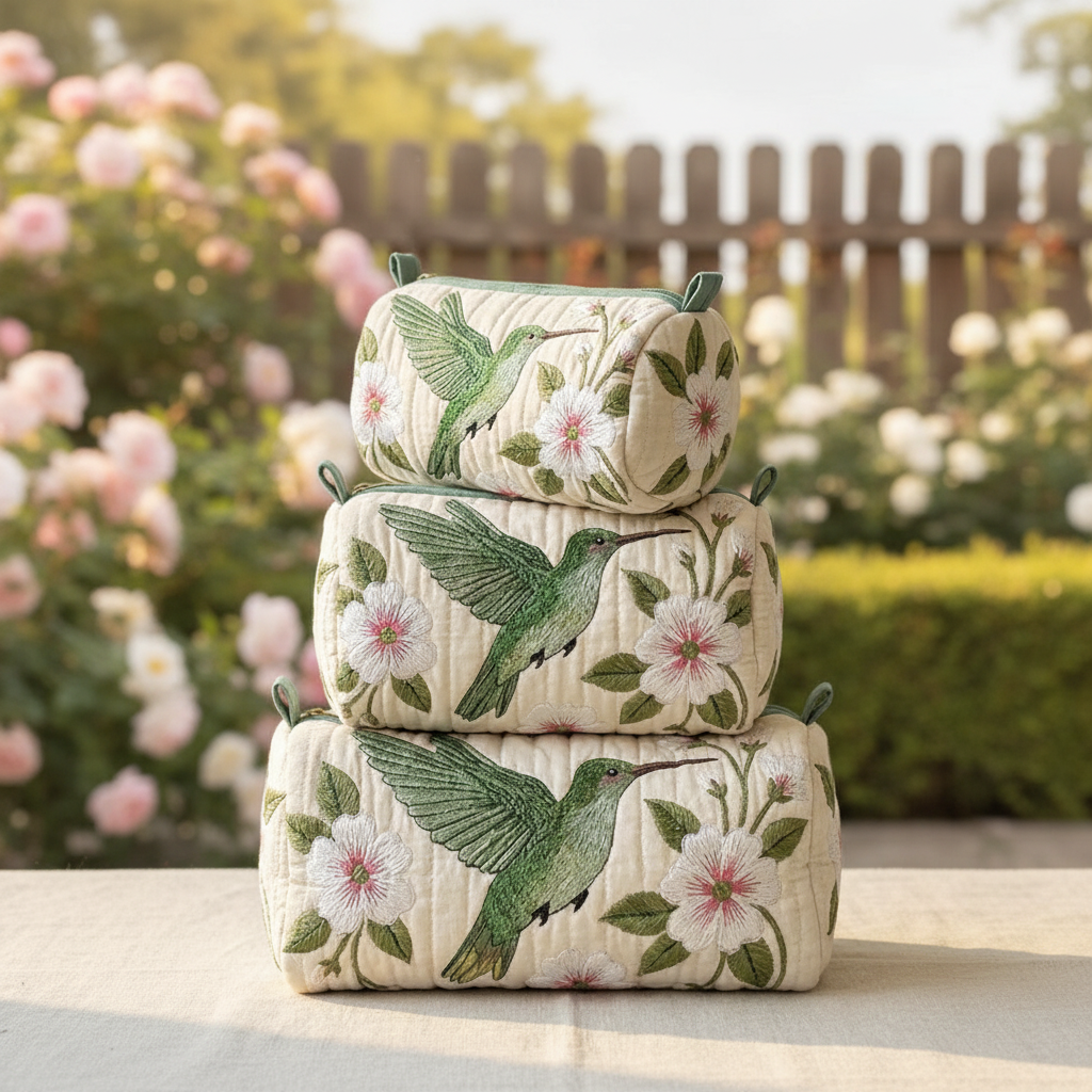 Quilted Hummingbird Pouches