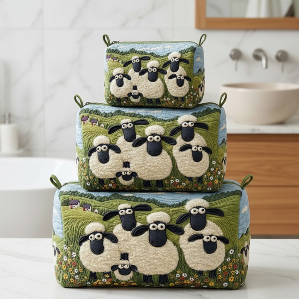 Quilted Sheep Cosmetic Bags