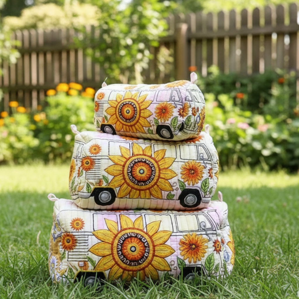 Quilted Sunflower VW Van Pouches