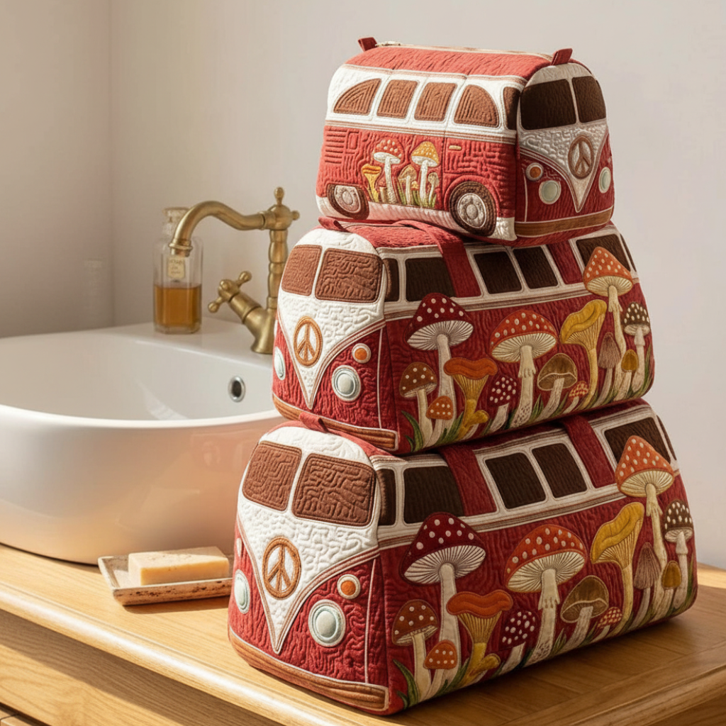 Quilted VW Bus Mushroom Bags