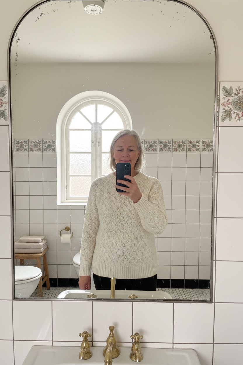 Selfie em casa de banho vintage