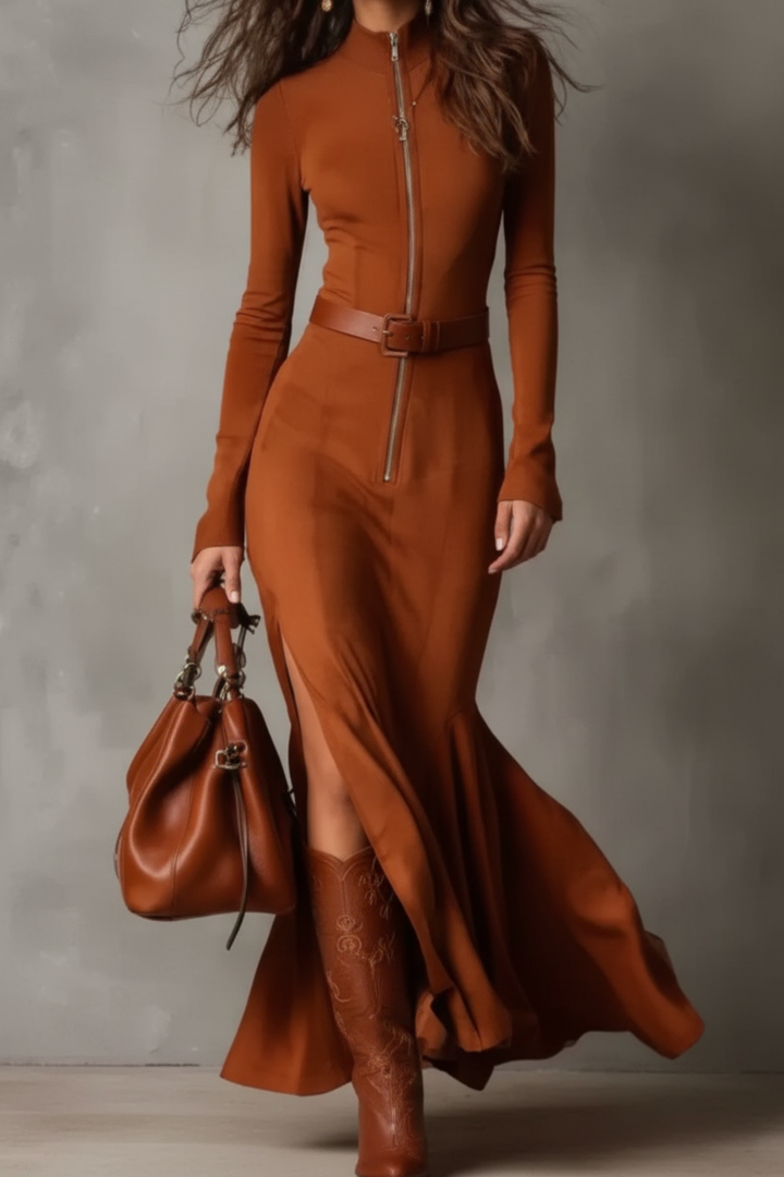 Vestido laranja queimado sem rosto